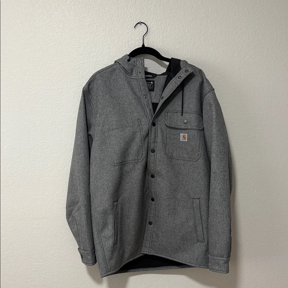 Carhartt Men's Charcoal Hooded Shirt Jacket